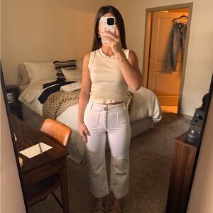 Anthropologie - The Colette Cropped Wideleg Jeans - White - size 25